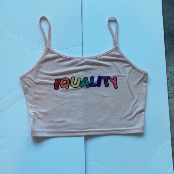 ROMWE Tops - romwe pink “equality” cropped tank